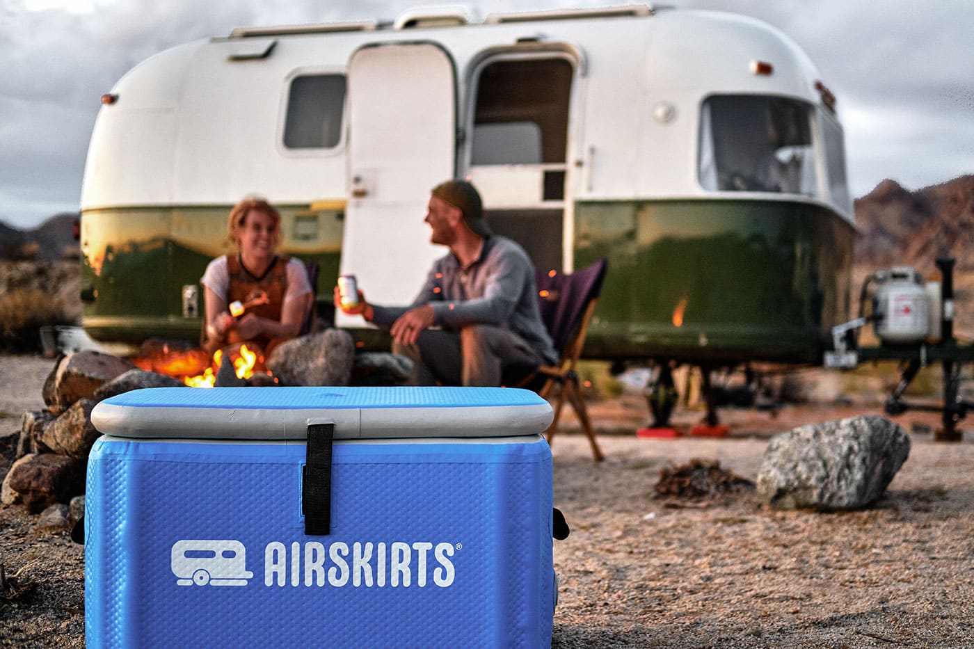 AirSkirts cooler in front of rv camper