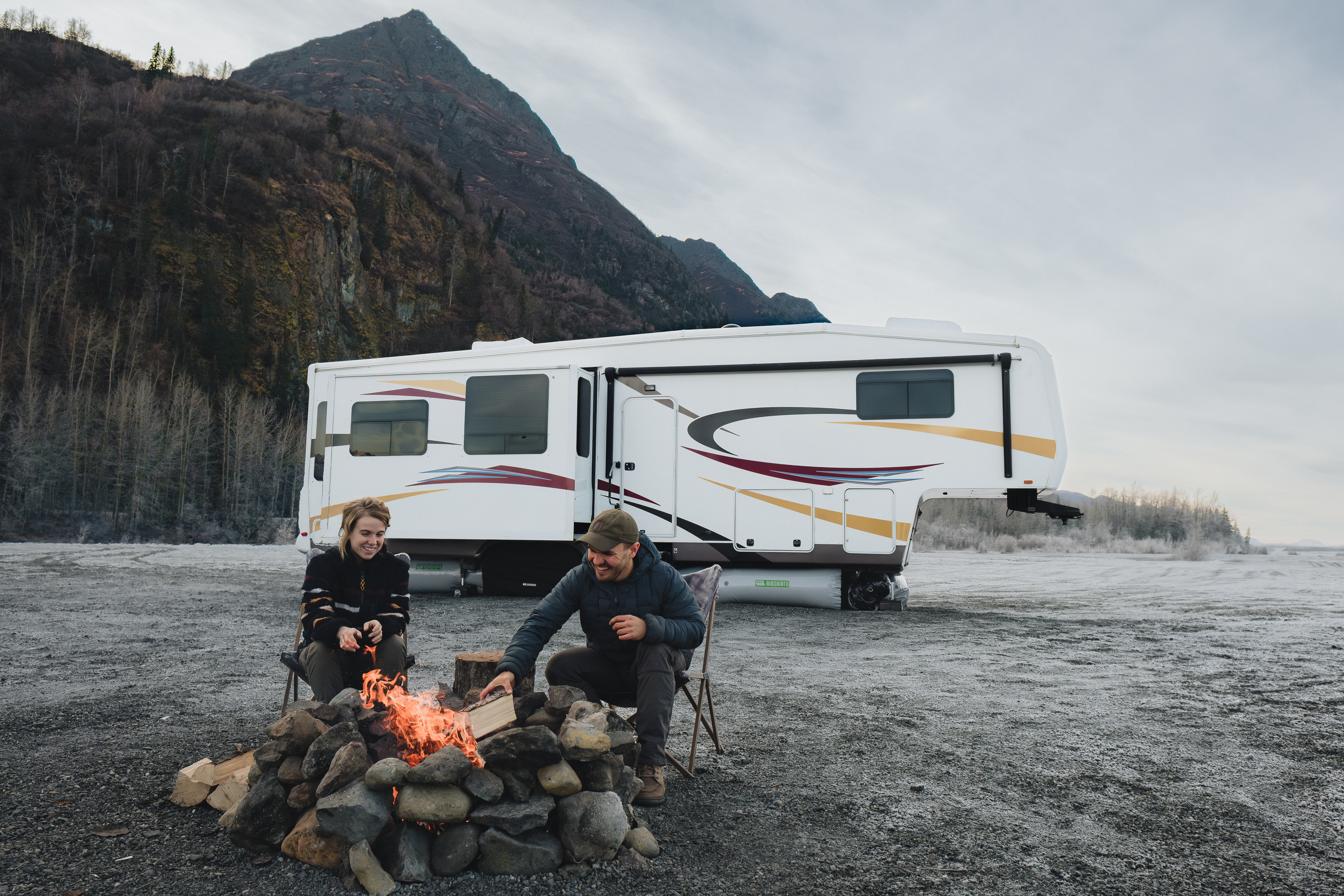 Dry Camping RV Couple in Mountains